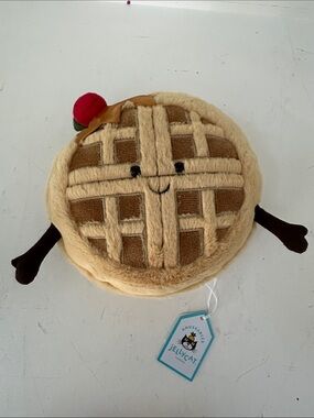 Jellycat Cream & Brown Waffle Plush with Red Cherry Accent
